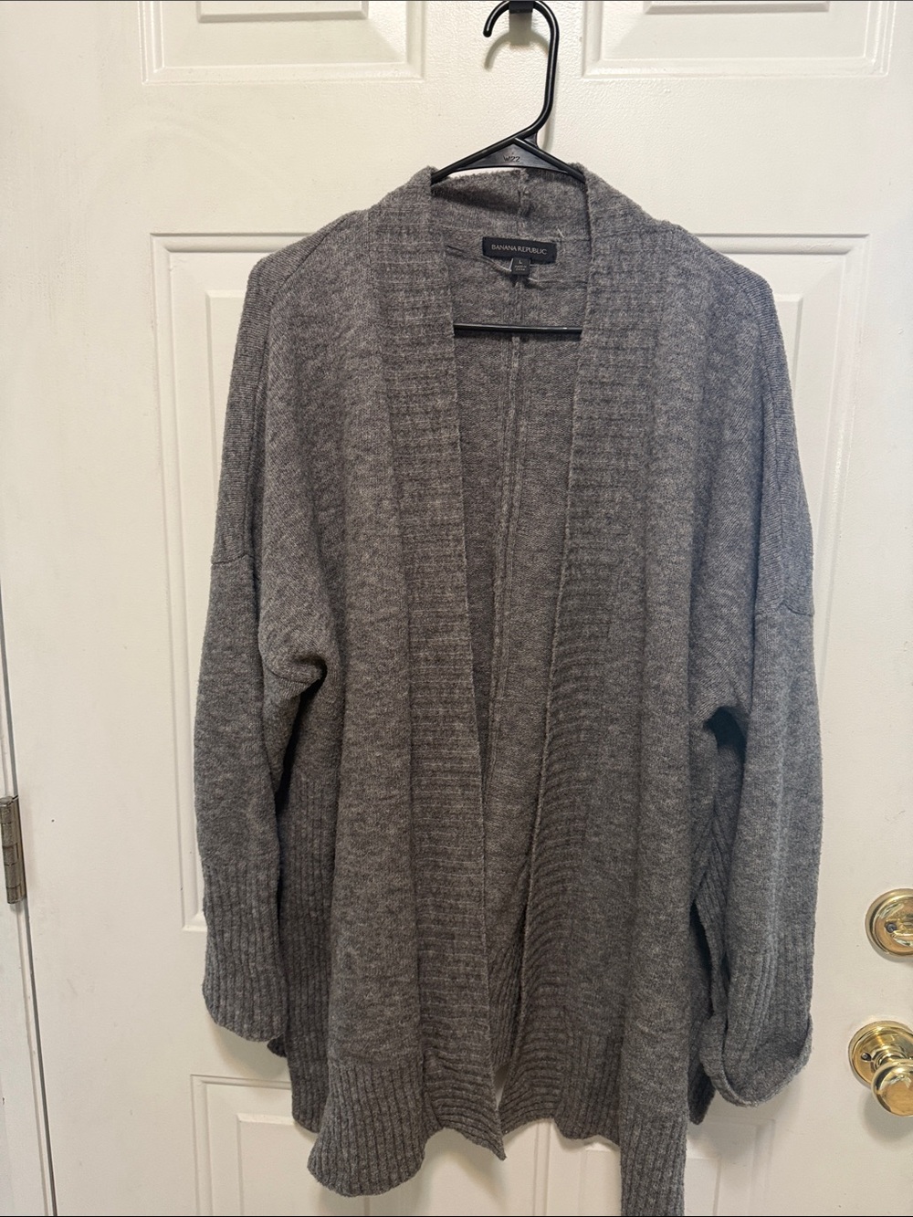 Banana Republic Heather Gray Open-Front Knit Cardigan